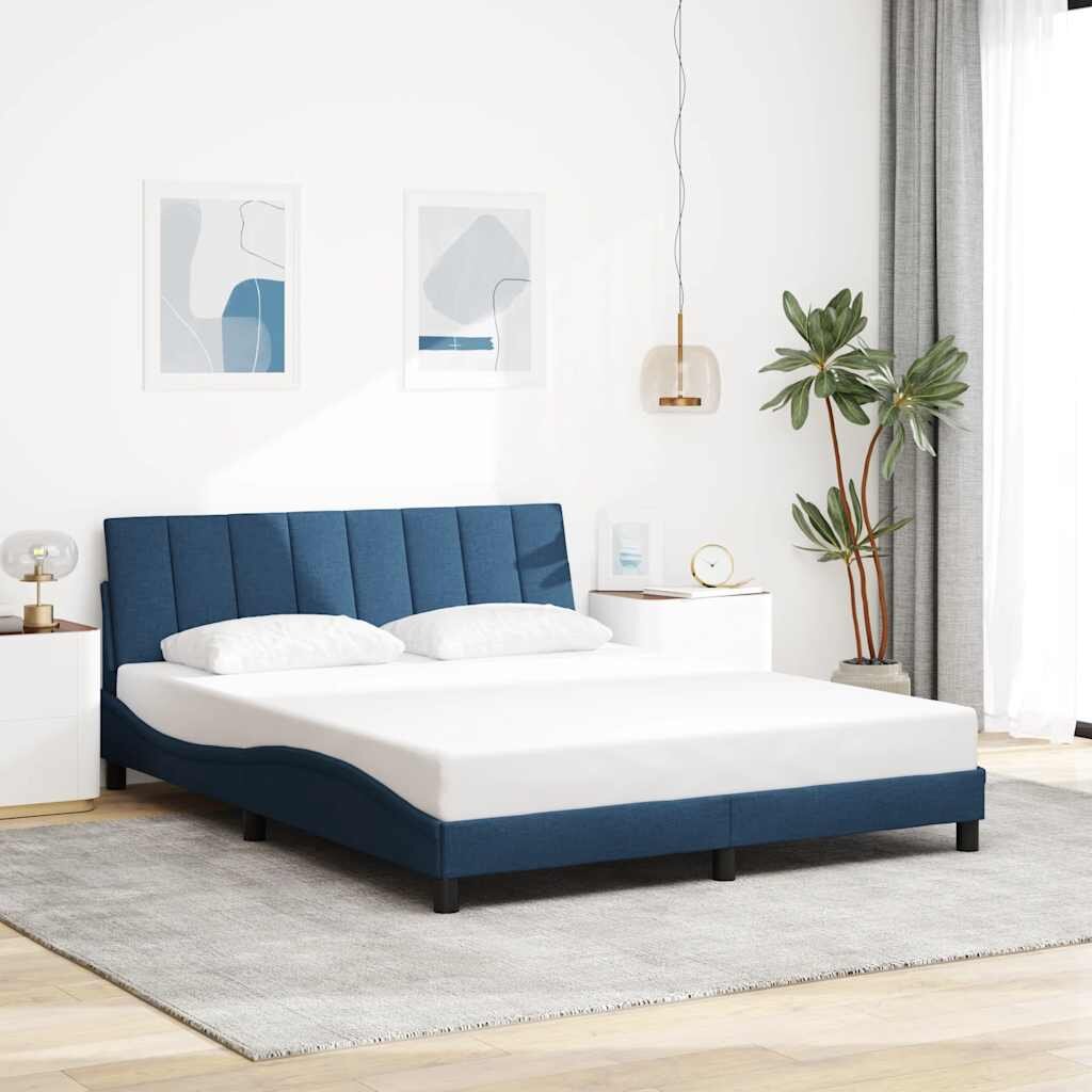 vidaXL Рамка за легло без матрак Hanko синя 160x200 см плат
