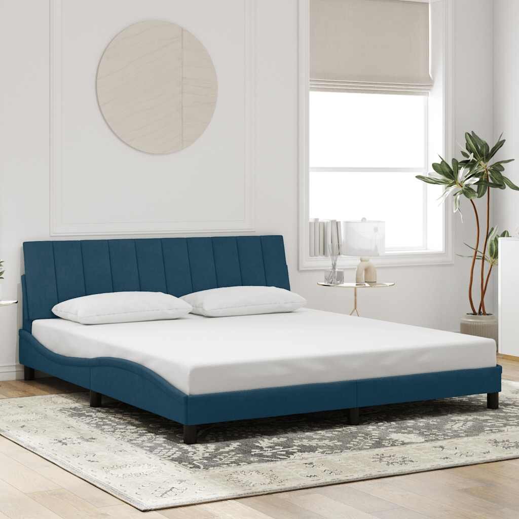 vidaXL Рамка за легло без матрак Hanko синя 180x200 см кадифе