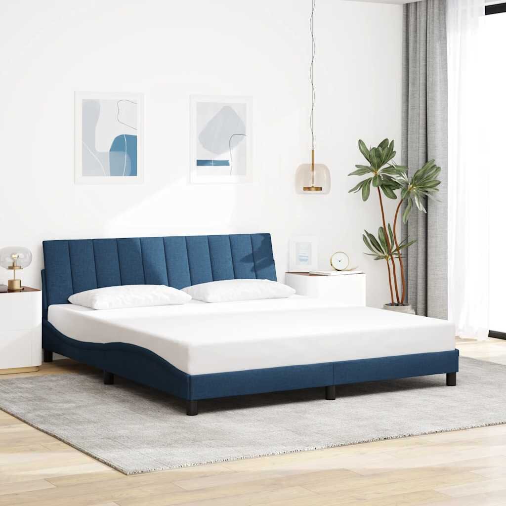 vidaXL Рамка за легло без матрак Hanko синя 180x200 см плат
