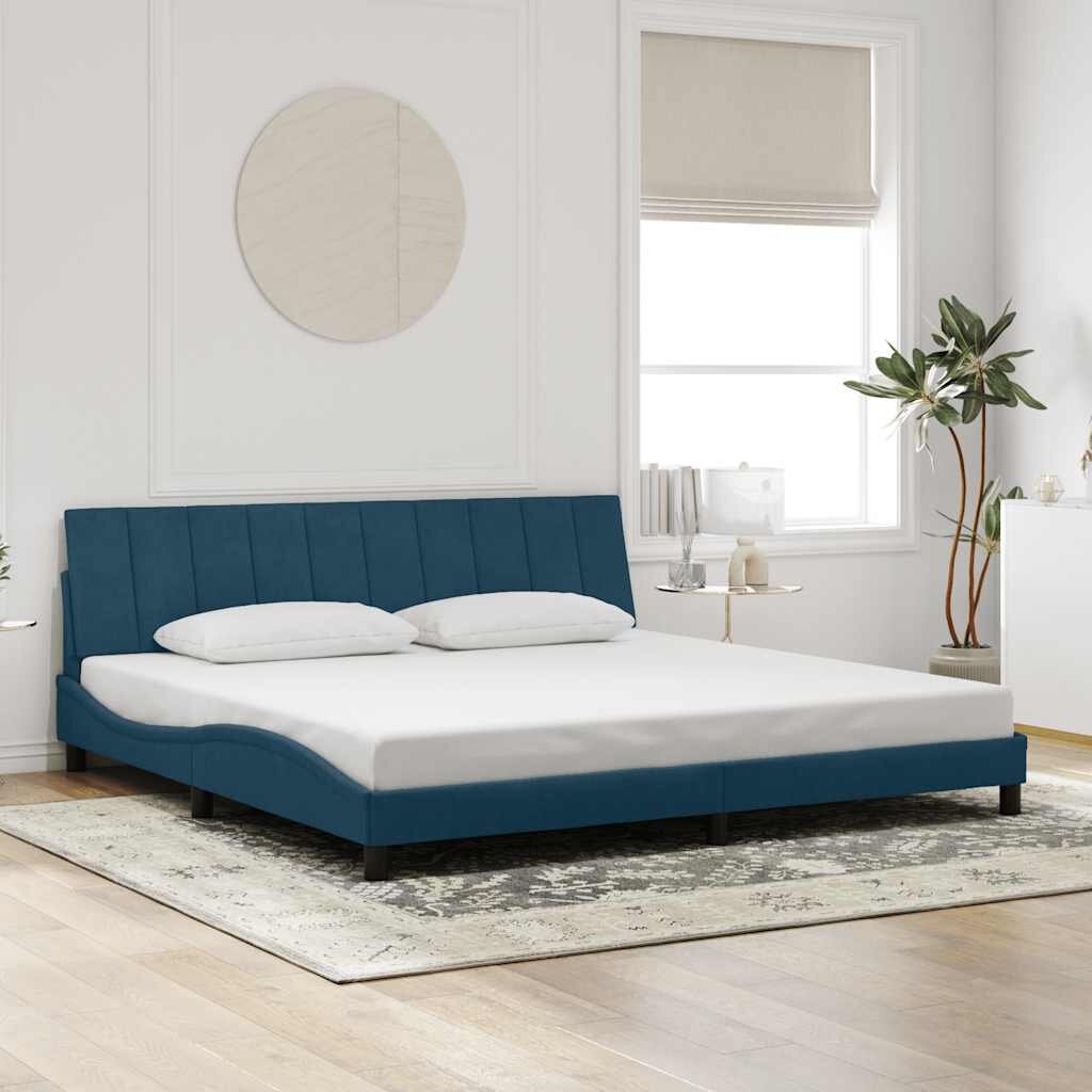 vidaXL Рамка за легло без матрак Hanko синя 200x200 см кадифе