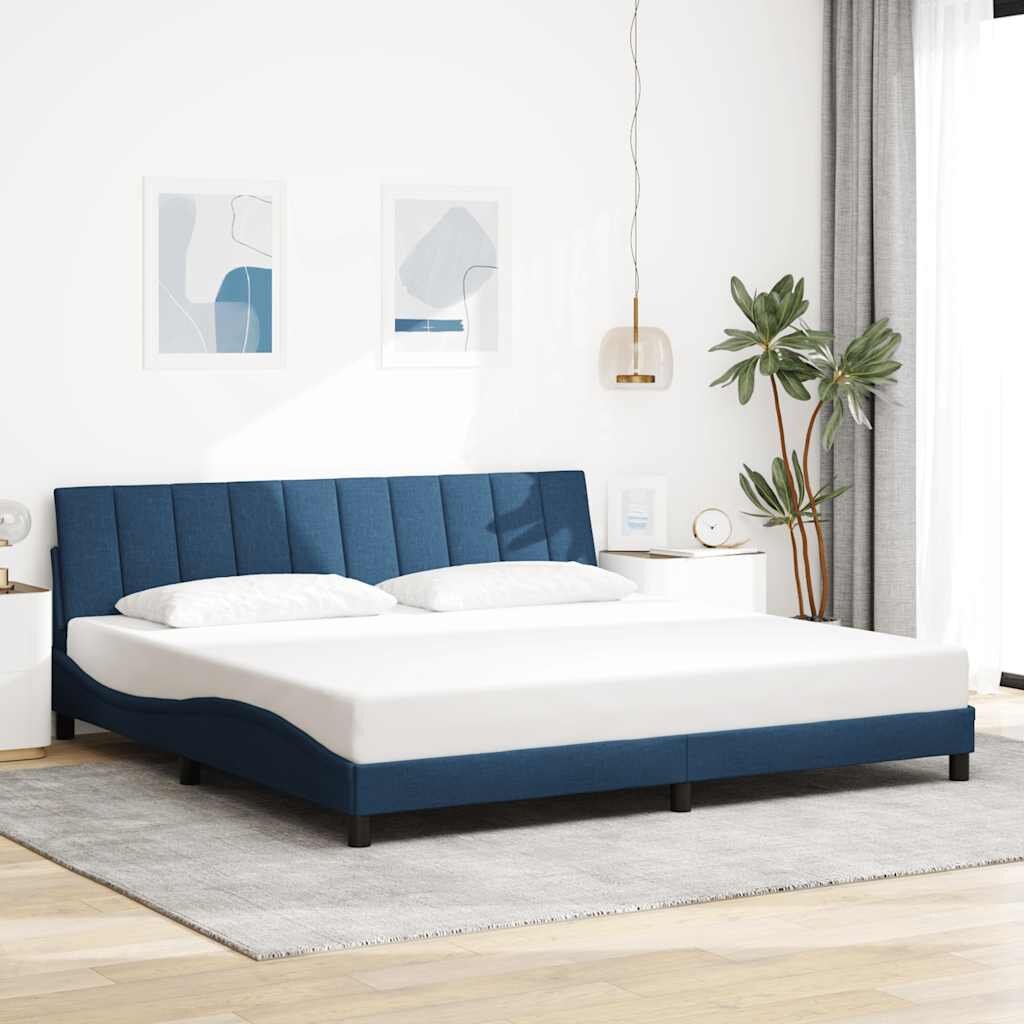 vidaXL Рамка за легло без матрак Hanko синя 200x200 см плат