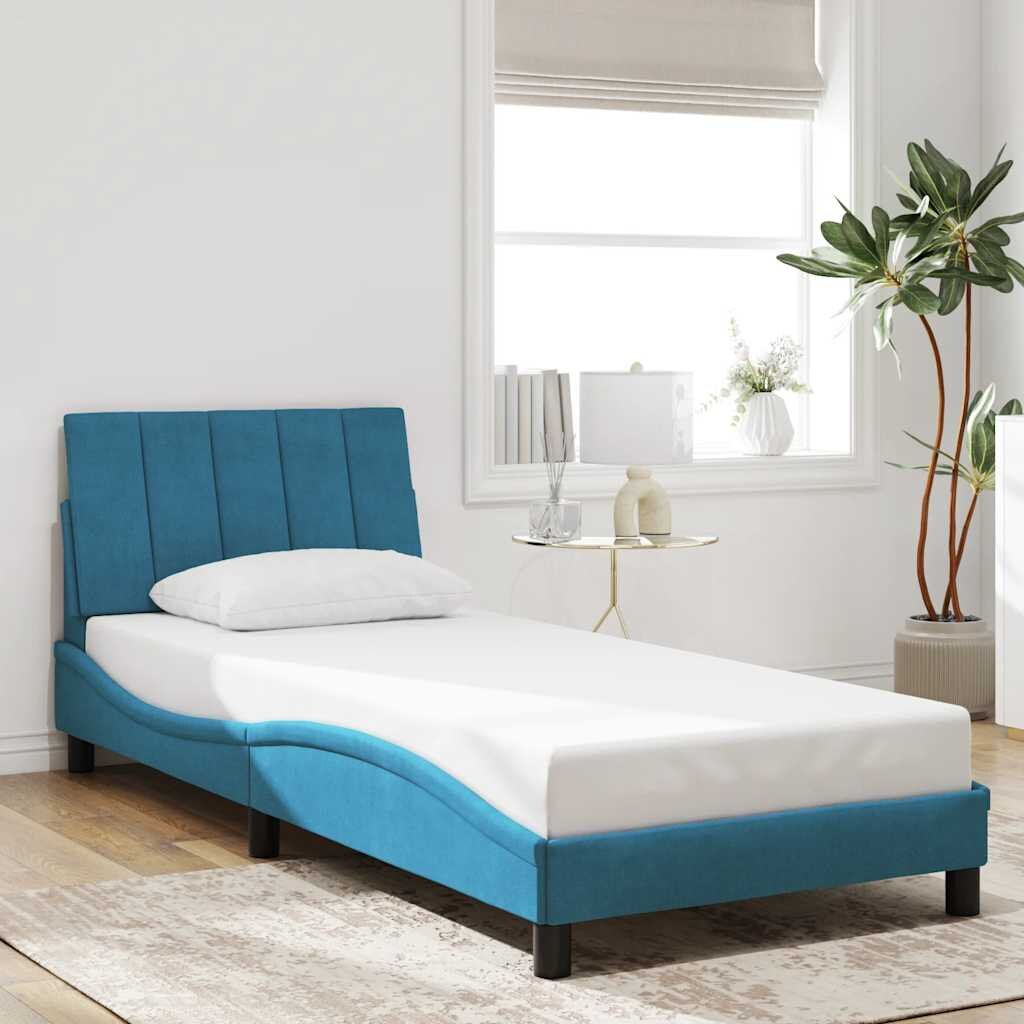 vidaXL Рамка за легло без матрак Hanko синя 80x200 см кадифе