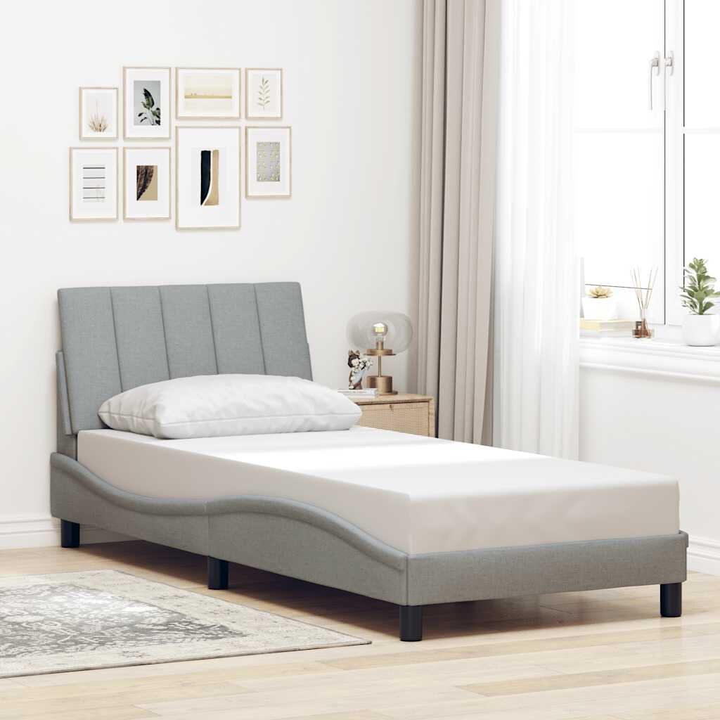 vidaXL Рамка за легло без матрак Hanko светлосива 90x200 см плат
