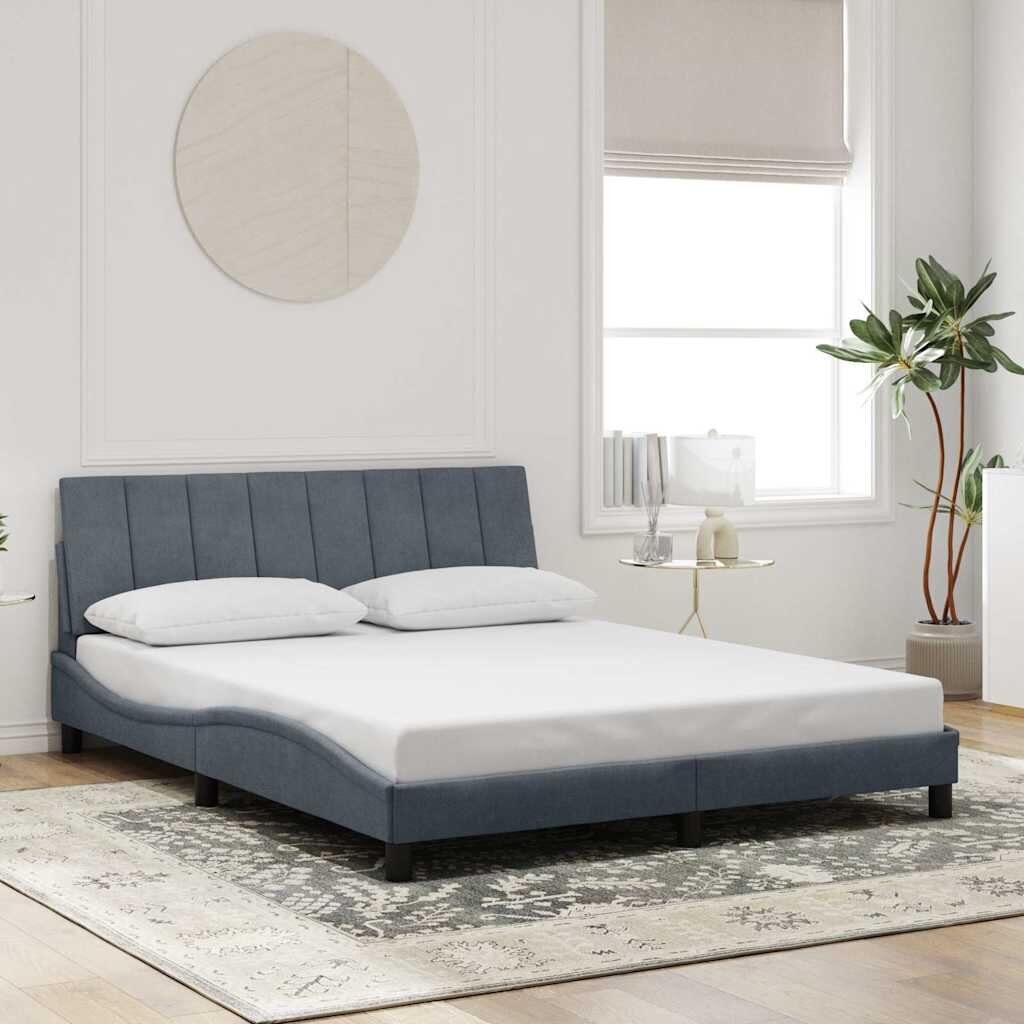 vidaXL Рамка за легло без матрак Hanko тъмносива 160x200 см кадифе