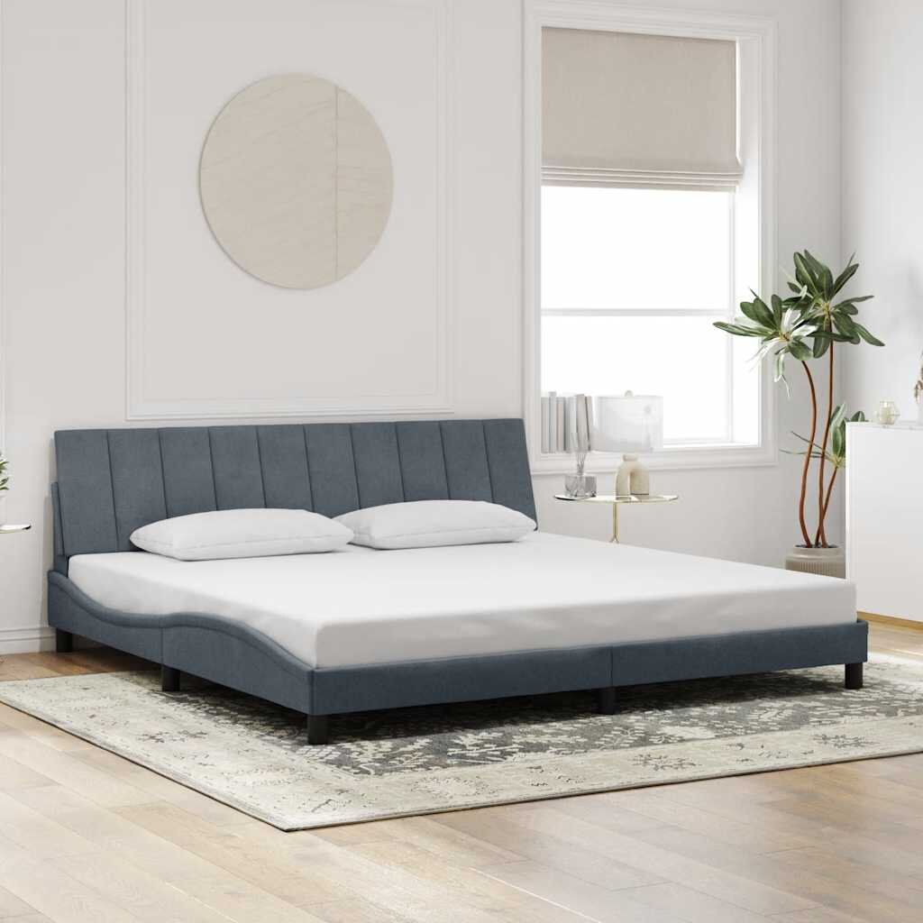 vidaXL Рамка за легло без матрак Hanko тъмносива 200x200 см кадифе