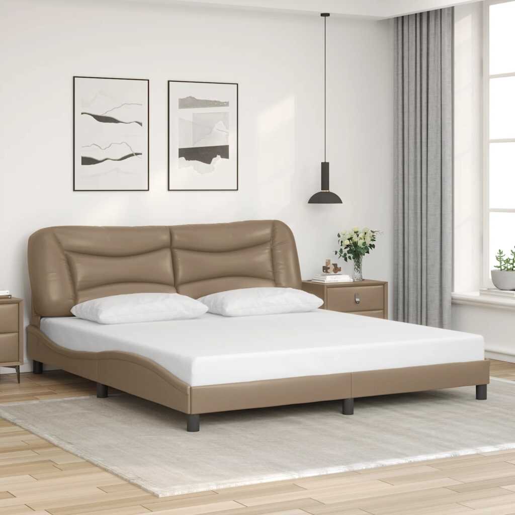 vidaXL Рамка за легло без матрак Hvar капучино 180x200 см изкуствена кожа