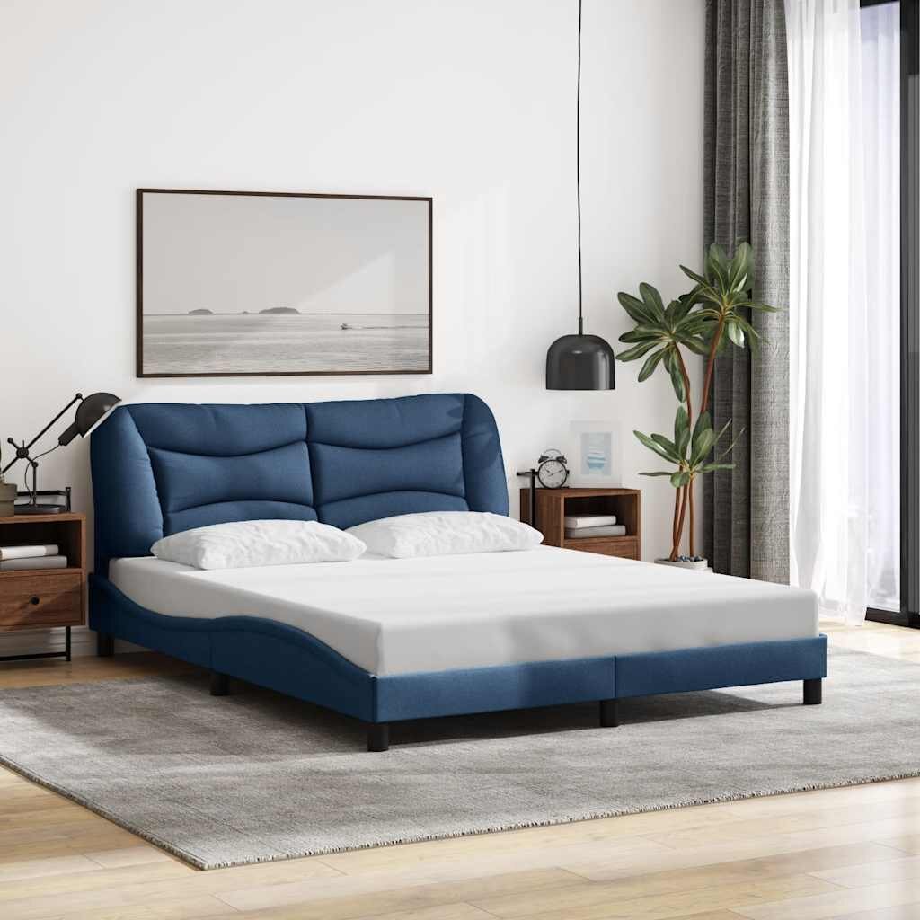vidaXL Рамка за легло без матрак Hvar синя 160x200 см плат