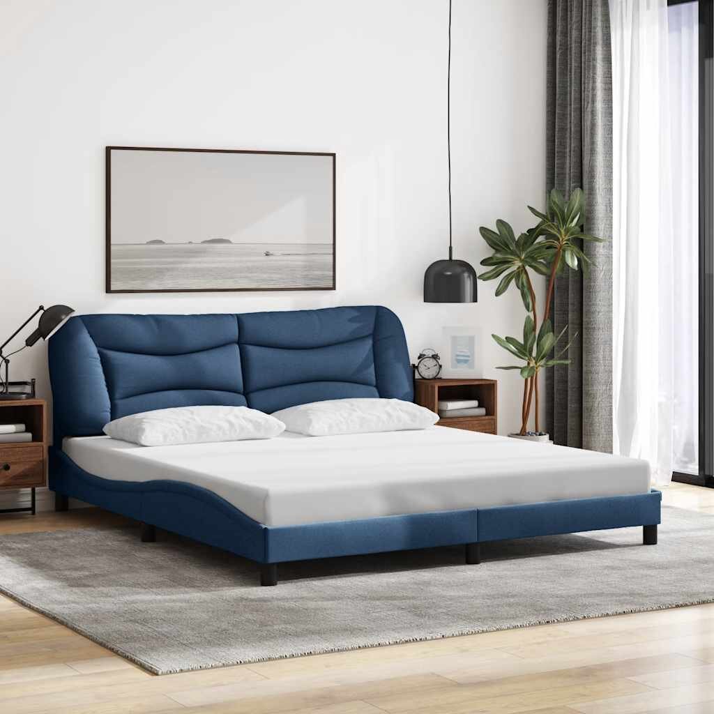 vidaXL Рамка за легло без матрак Hvar синя 180x200 см плат
