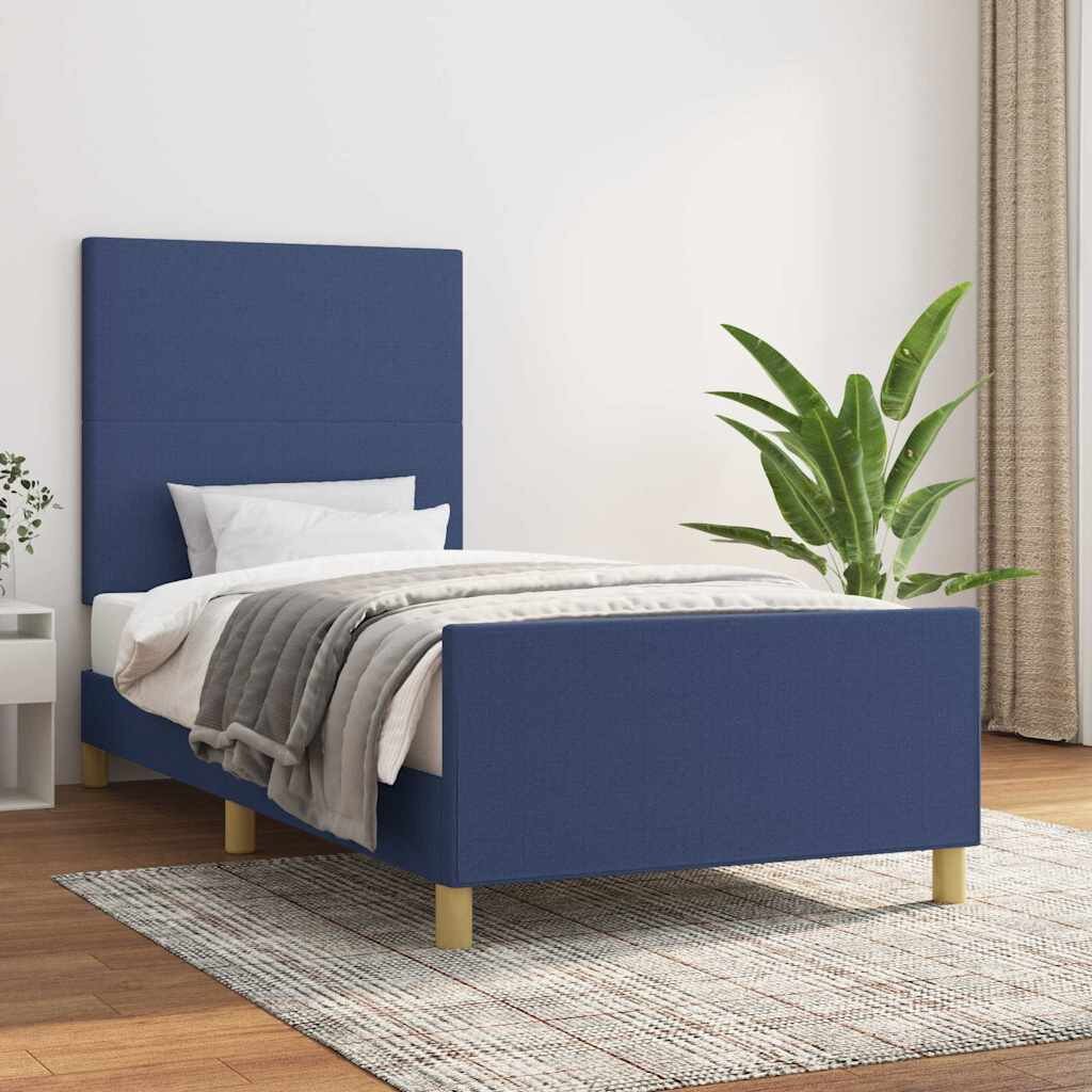 vidaXL Рамка за легло без матрак Синьо 100x200 см плат