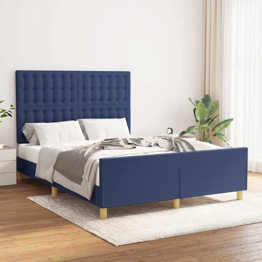 vidaXL Рамка за легло без матрак синя 140x200 см плат