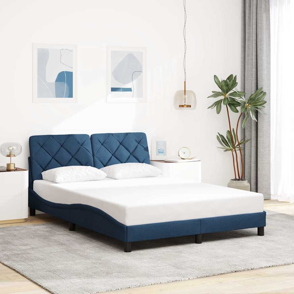 vidaXL Рамка за легло без матрак синя 140x200 см плат