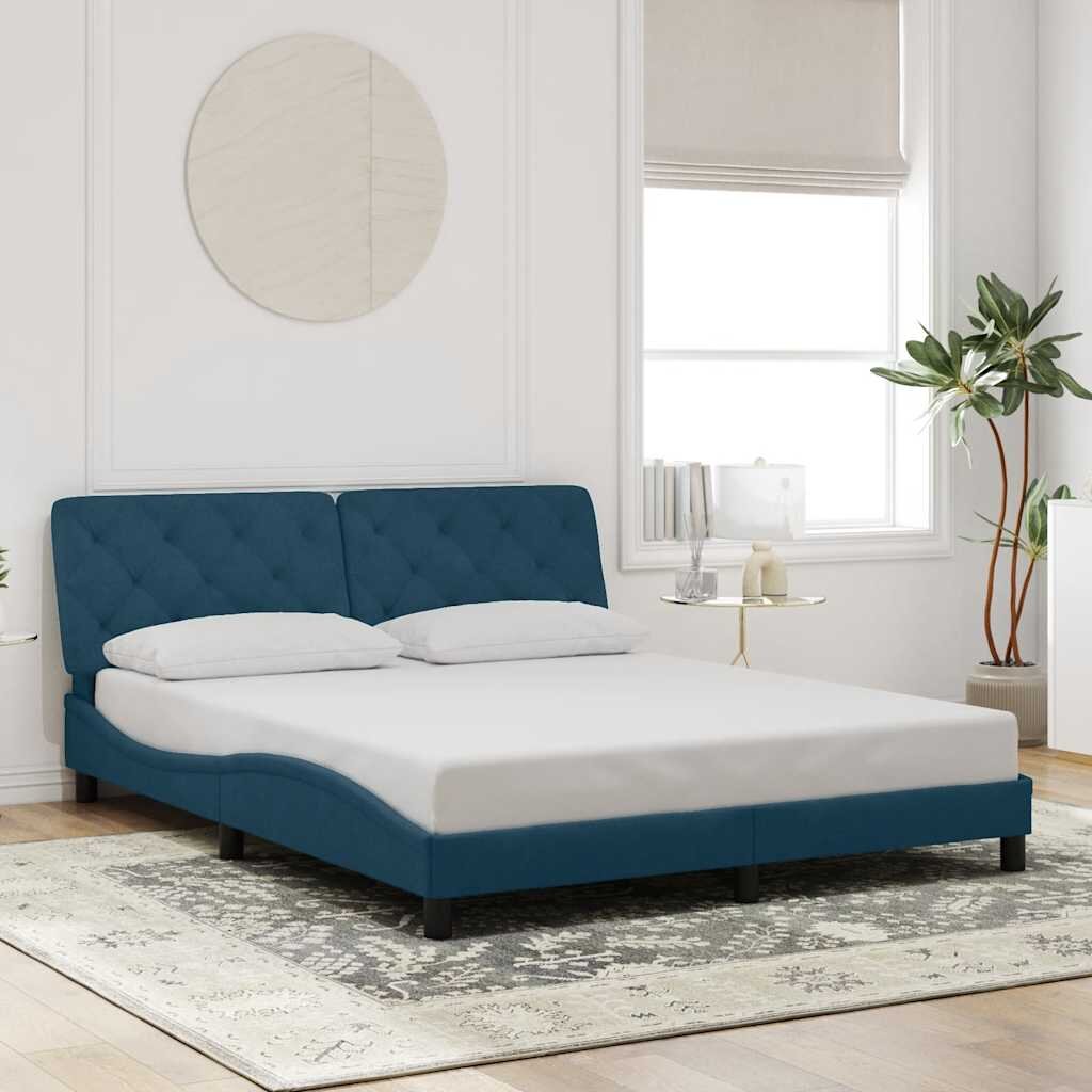 vidaXL Рамка за легло без матрак синя 160x200 см кадифе