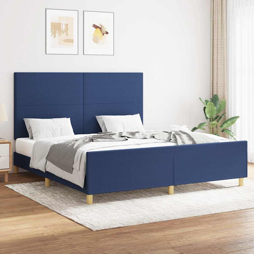 vidaXL Рамка за легло без матрак синя 160x200 см плат