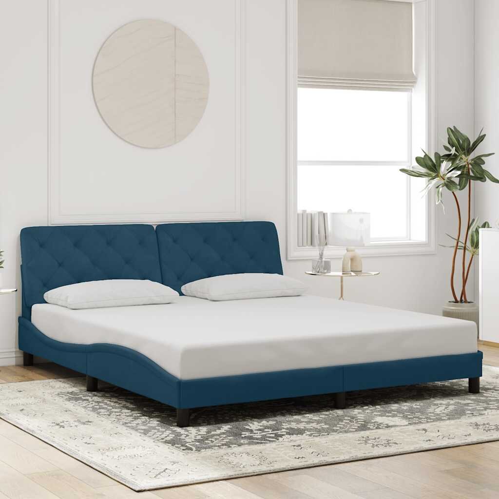 vidaXL Рамка за легло без матрак синя 180x200 см кадифе