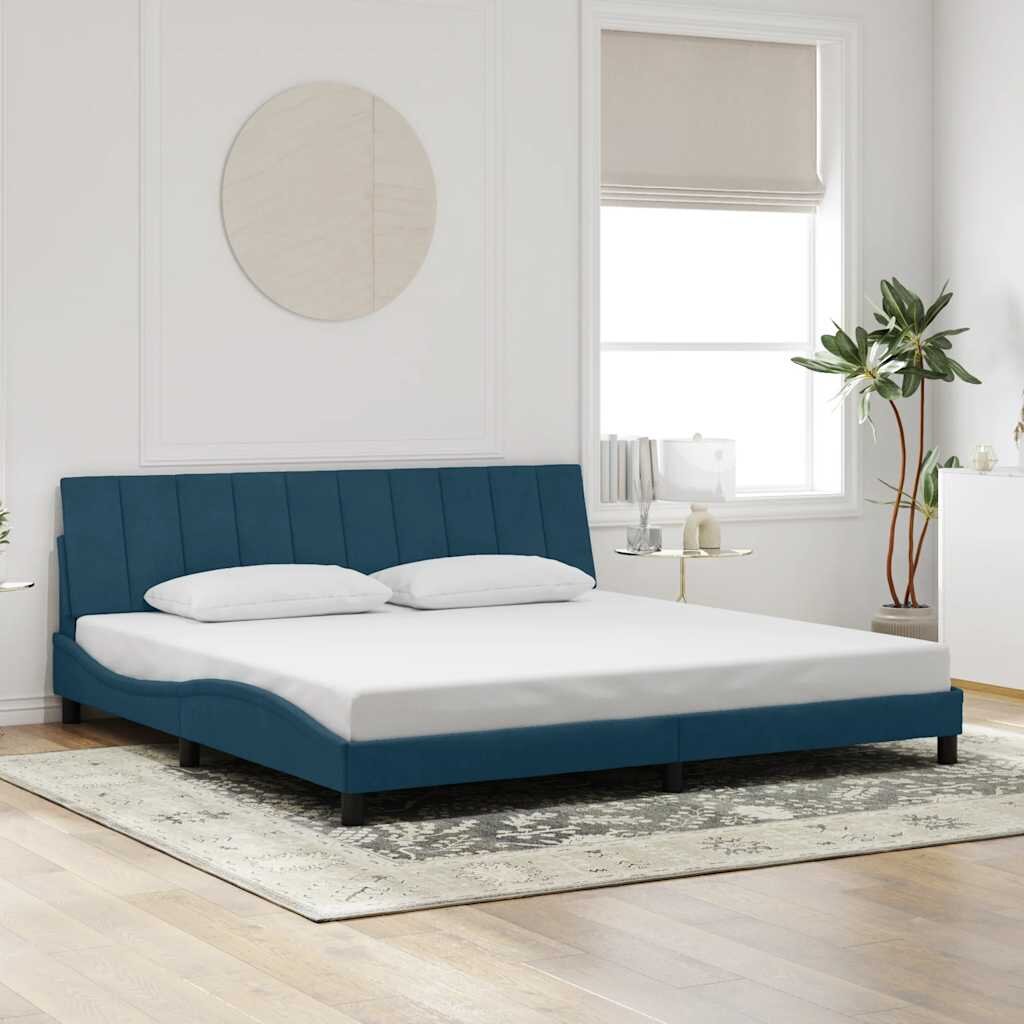 vidaXL Рамка за легло без матрак синя 90x190 см кадифе