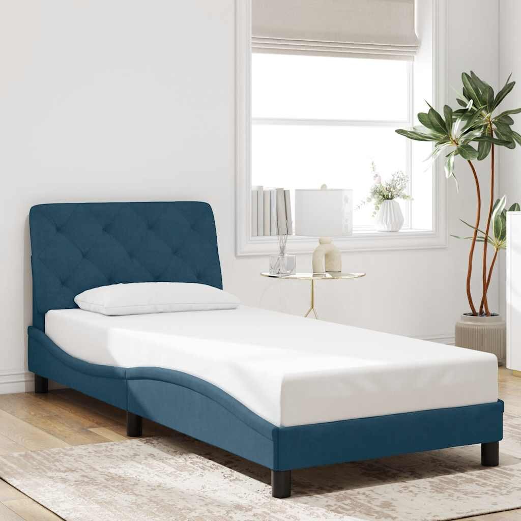 vidaXL Рамка за легло без матрак синя 90x200 см кадифе