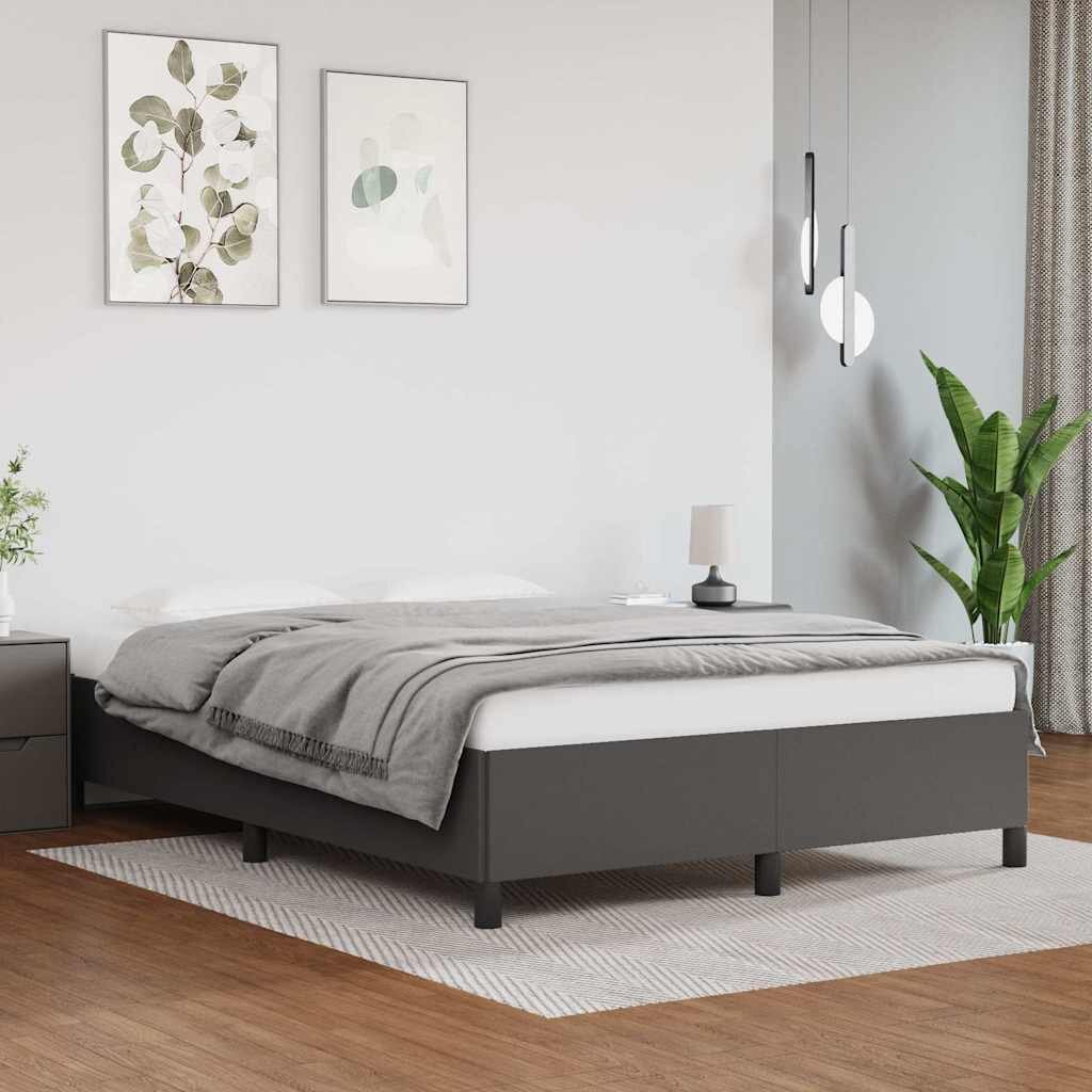 vidaXL Рамка за легло без матрак сива 140x200 см изкуствена кожа