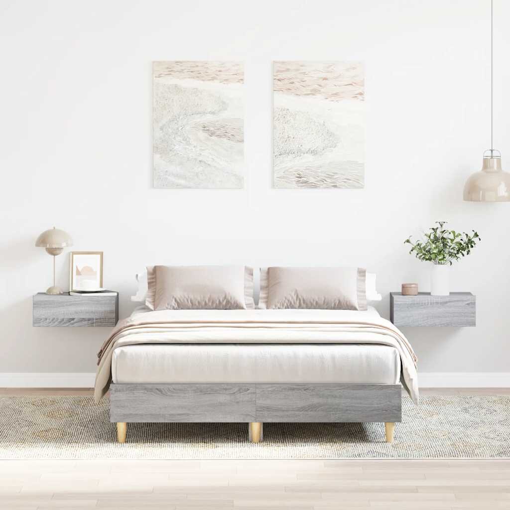 vidaXL Рамка за легло без матрак Сива Сонома 120x200cm Инженерно дърво
