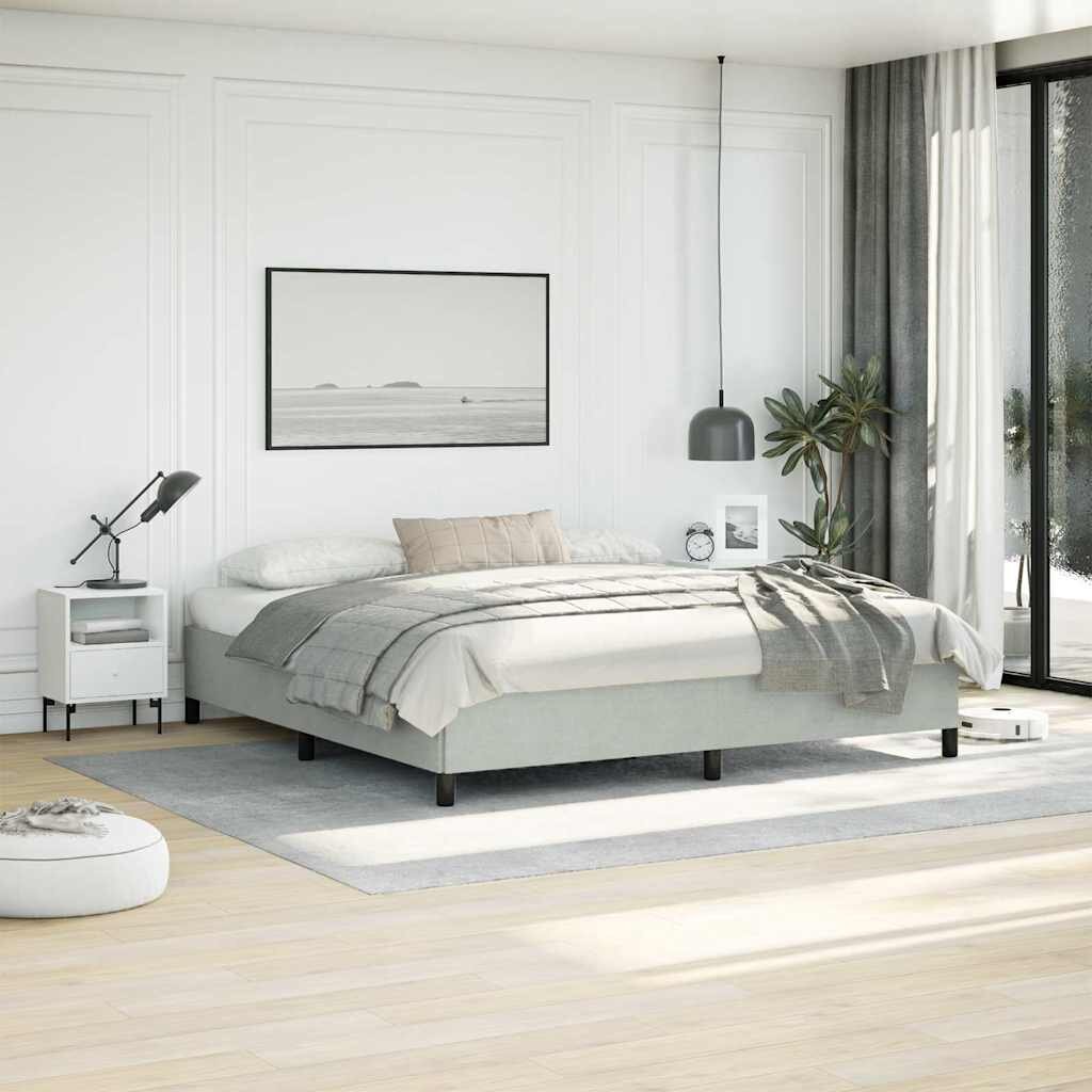 vidaXL Рамка за легло без матрак светло сива 193x203 см кадифе King Size