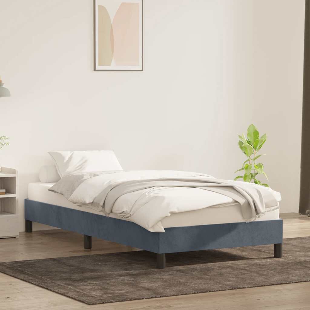 vidaXL Рамка за легло без матрак Тъмно сиво 90x210 cm Кадифе