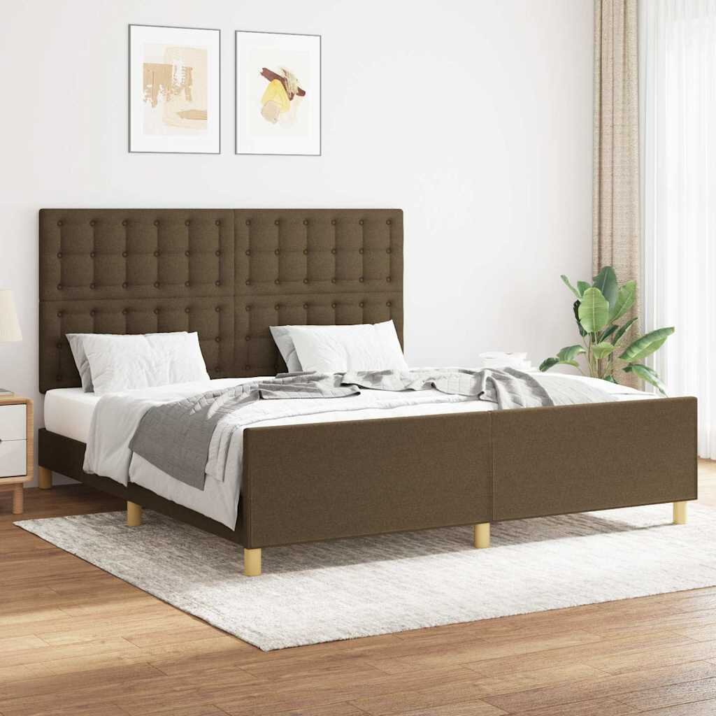 vidaXL Рамка за легло без матрак тъмнокафява 160x200 см плат