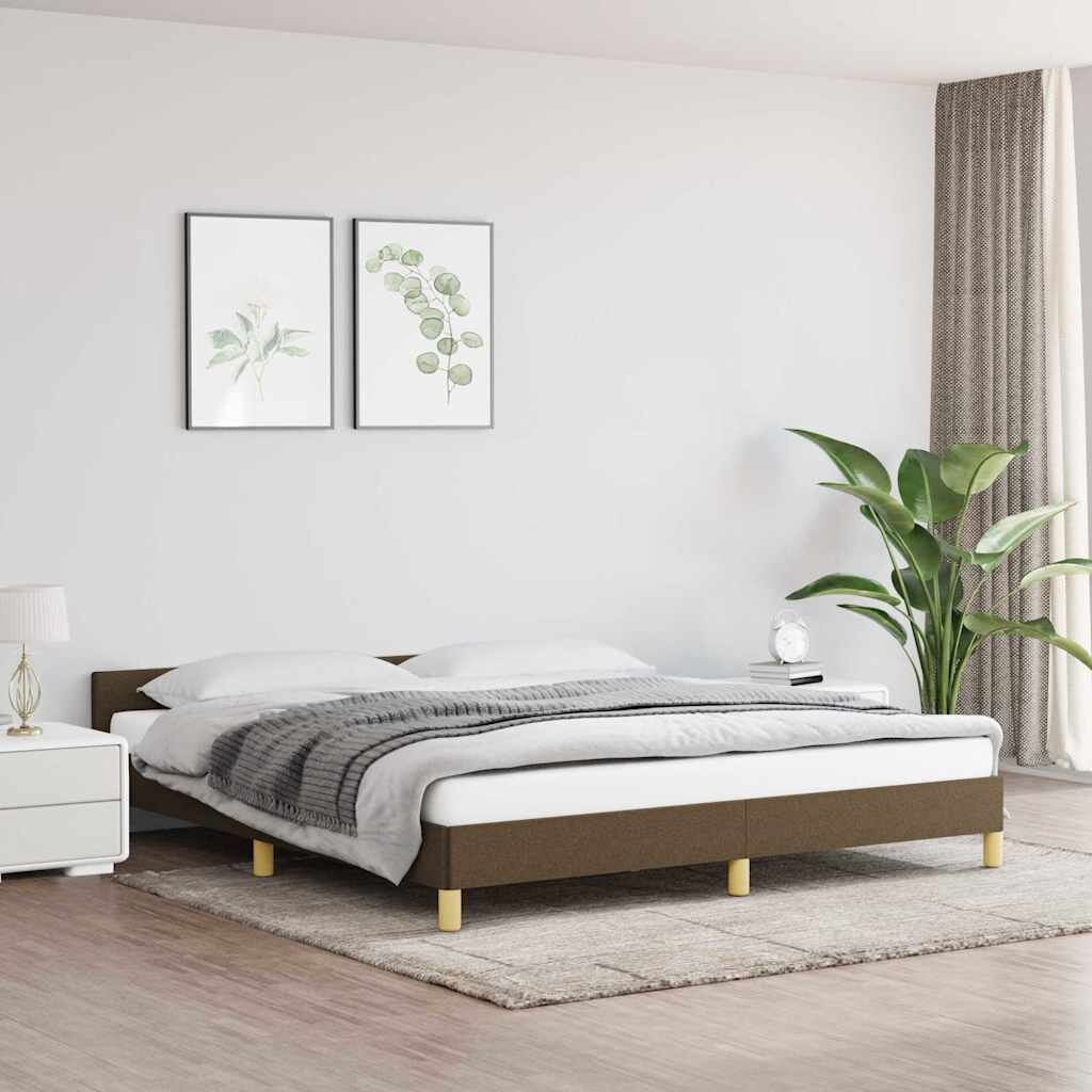 vidaXL Рамка за легло без матрак тъмнокафява 160x200 см плат
