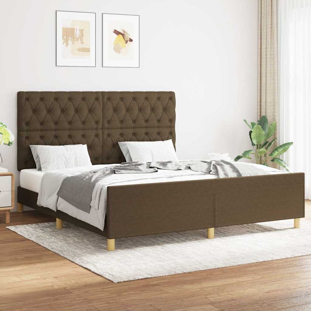 vidaXL Рамка за легло без матрак тъмнокафява 160x200 см плат