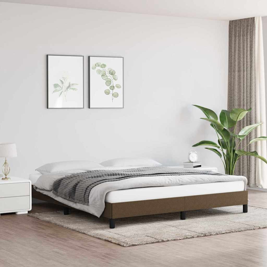vidaXL Рамка за легло без матрак тъмнокафява 180x200 см плат