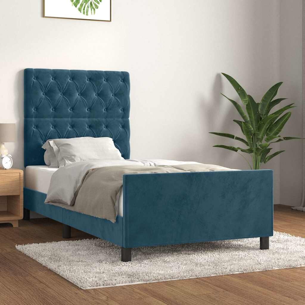 vidaXL Рамка за легло без матрак тъмносиня 80x200 см кадифе