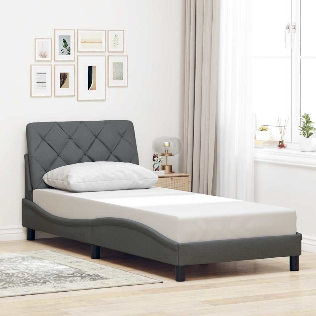 vidaXL Рамка за легло без матрак тъмносива 90x200 см плат