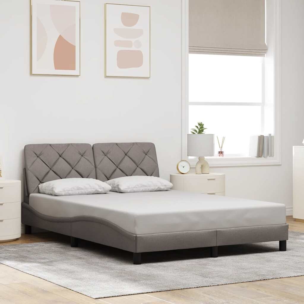 vidaXL Рамка за легло без матрак таупе 140x200 см плат