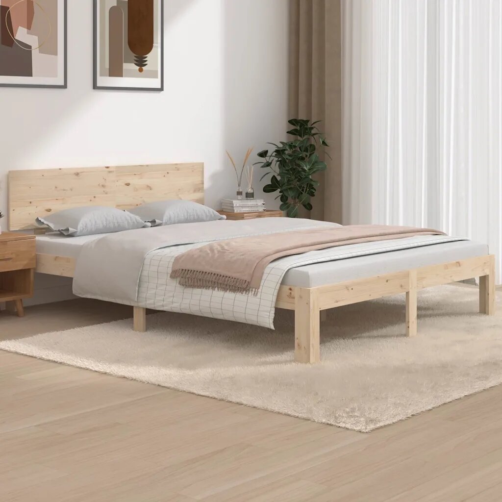 vidaXL Рамка за легло бор масив 140х190 см