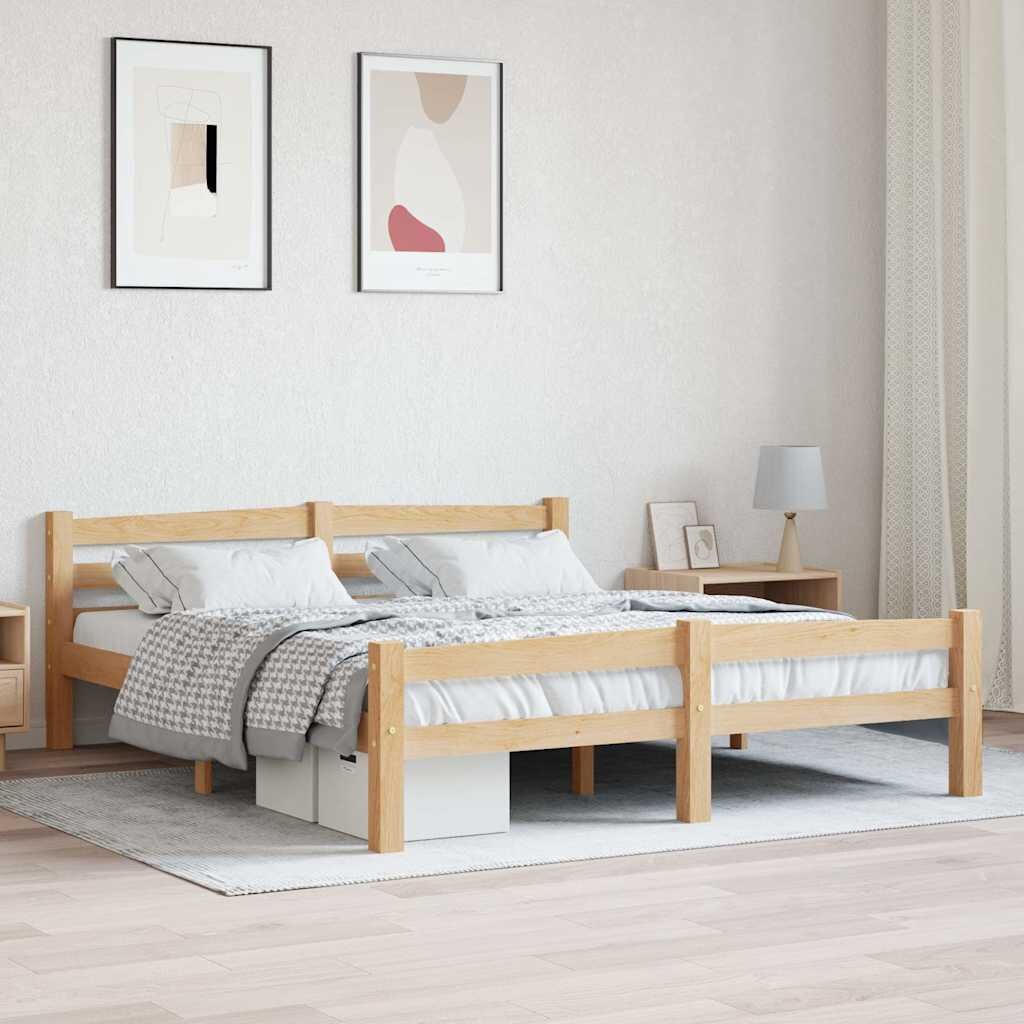 vidaXL Рамка за легло борово дърво масив 160x200 cм