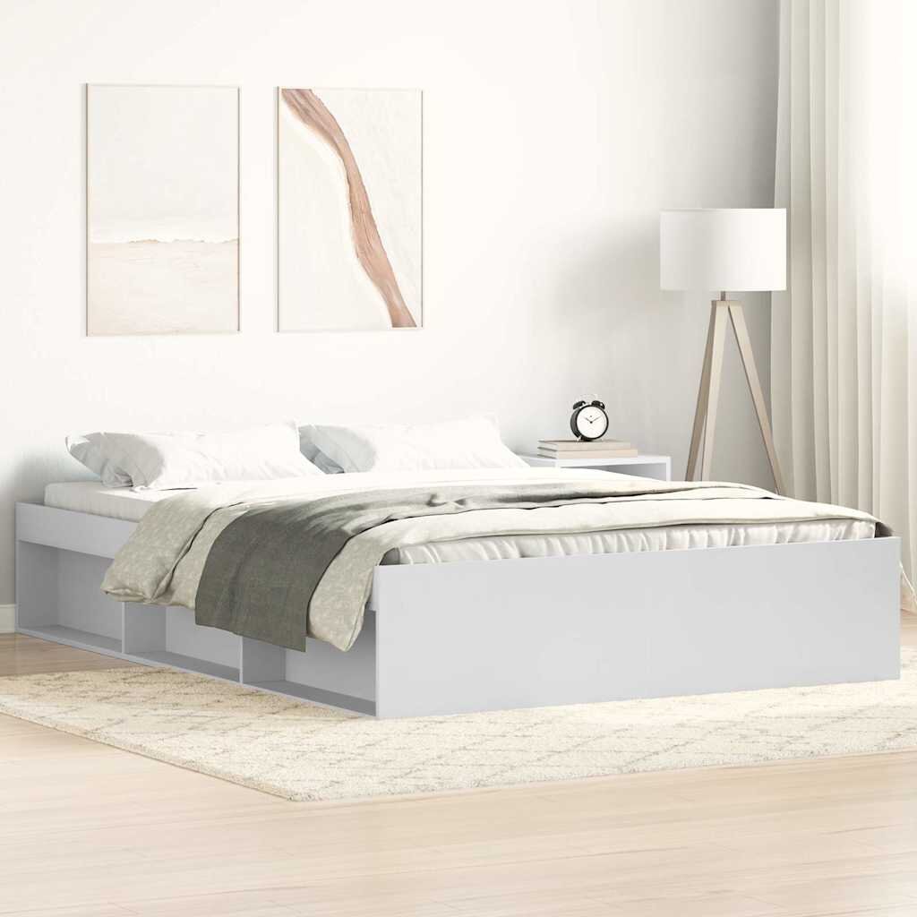 vidaXL Рамка за легло бяла 120x190 см Small Double