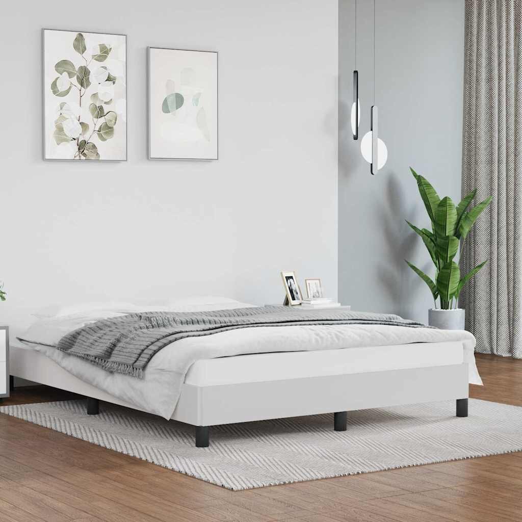 vidaXL Рамка за легло бяла 140x200 см изкуствена кожа
