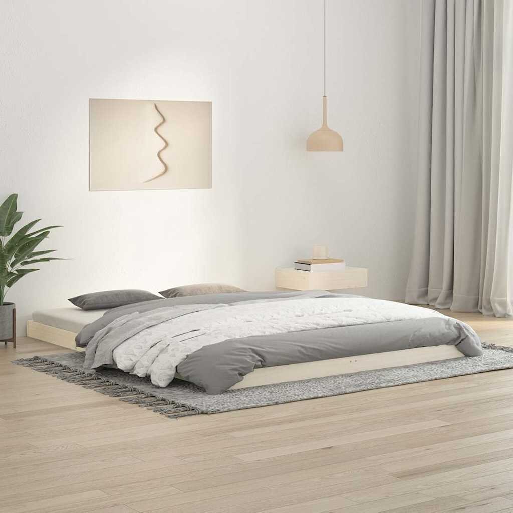 vidaXL Рамка за легло бяла 150x200 cм King Size бор масив