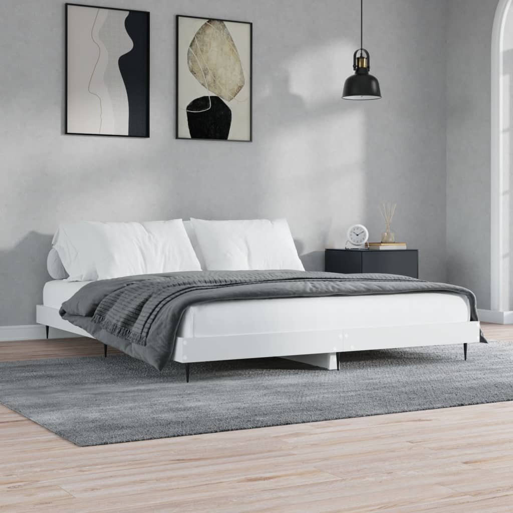 vidaXL Рамка за легло бяла 150x200 см инженерно дърво