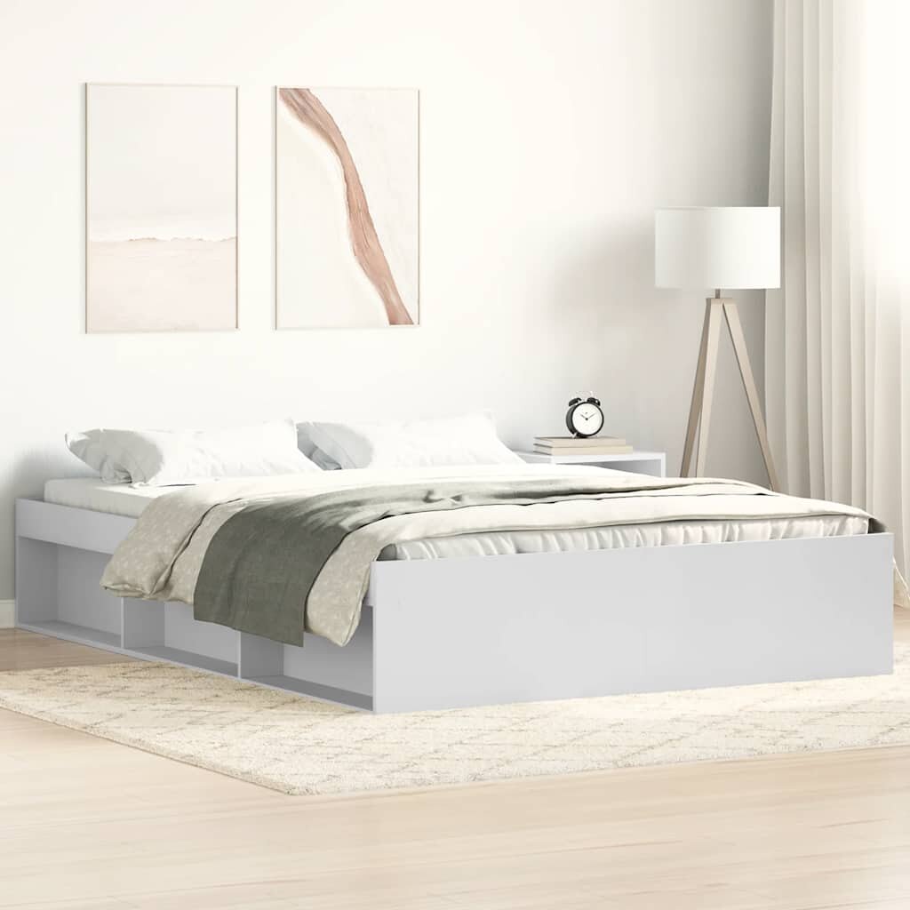 vidaXL Рамка за легло бяла 150x200 см King Size