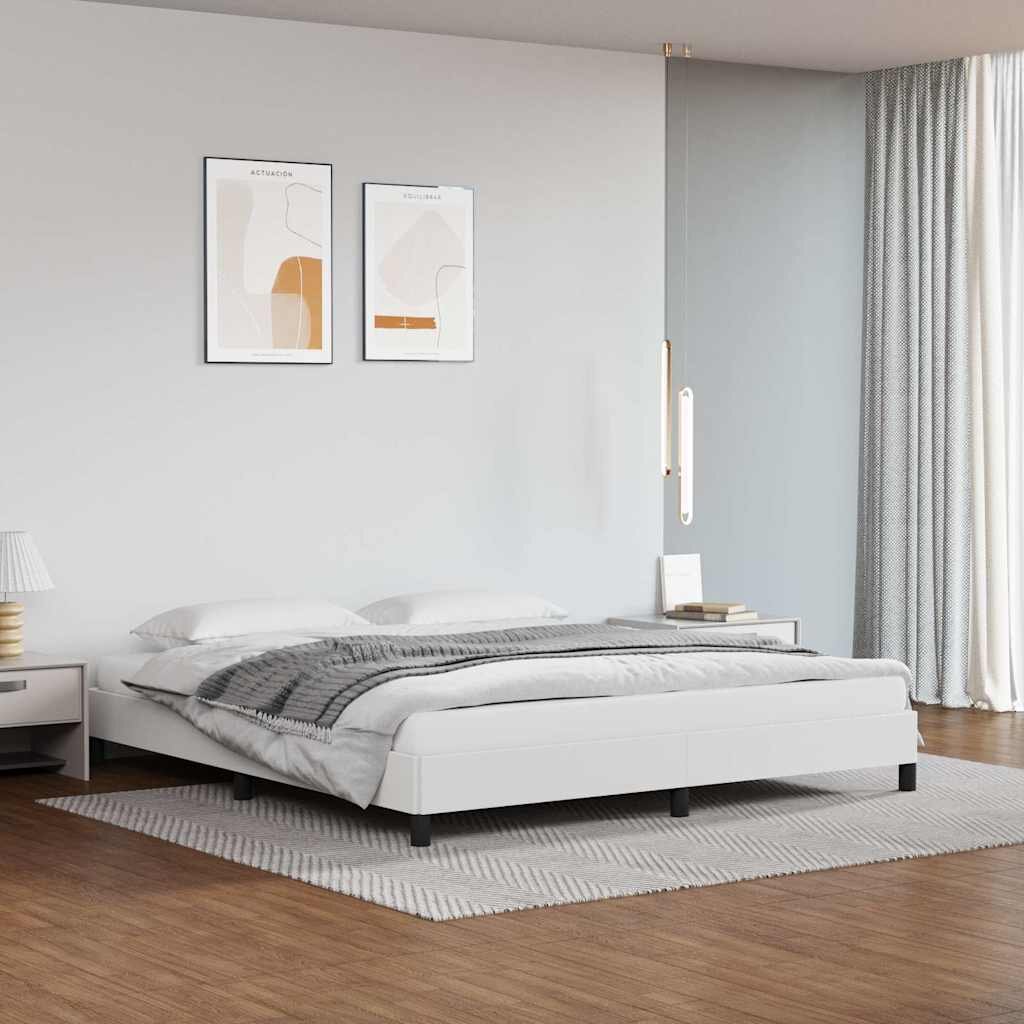 vidaXL Рамка за легло бяла 160x200 см изкуствена кожа