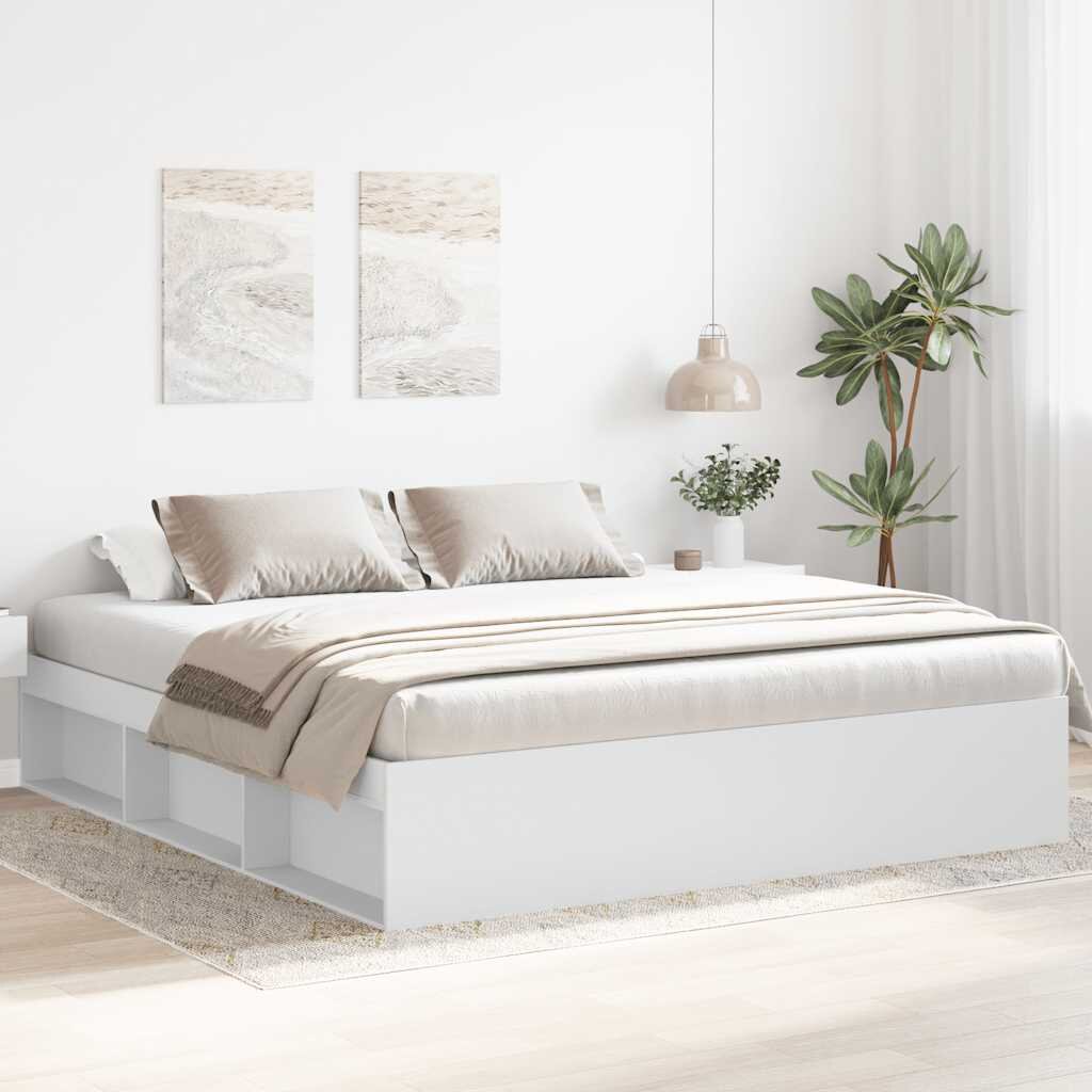 vidaXL Рамка за легло бяла 180x200 cм Super King Size