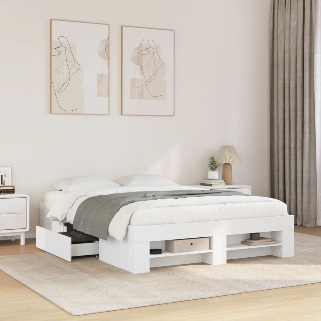 vidaXL Рамка за легло бяла 75x190 см масивно дърво