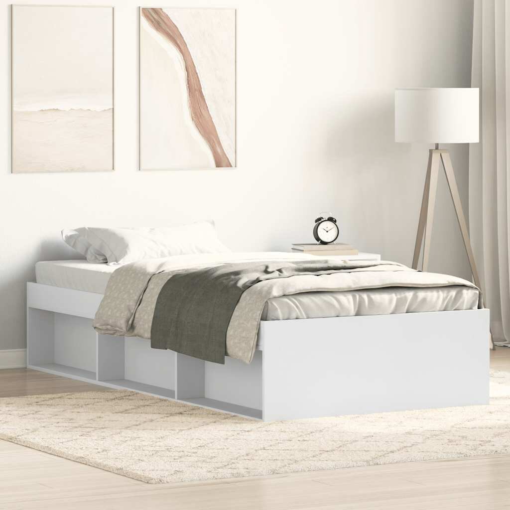 vidaXL Рамка за легло бяла 90x200 см