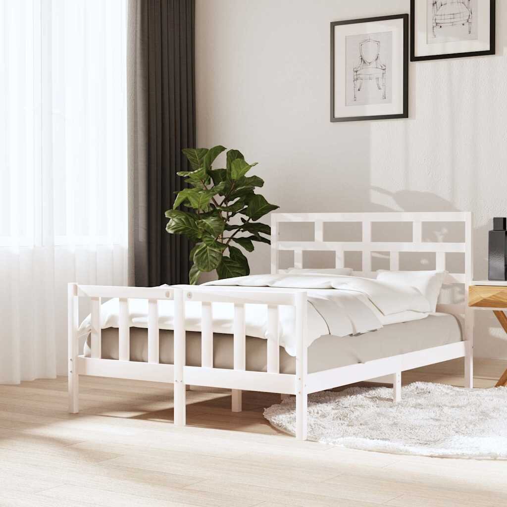 vidaXL Рамка за легло бяла бор масив 120x200 см