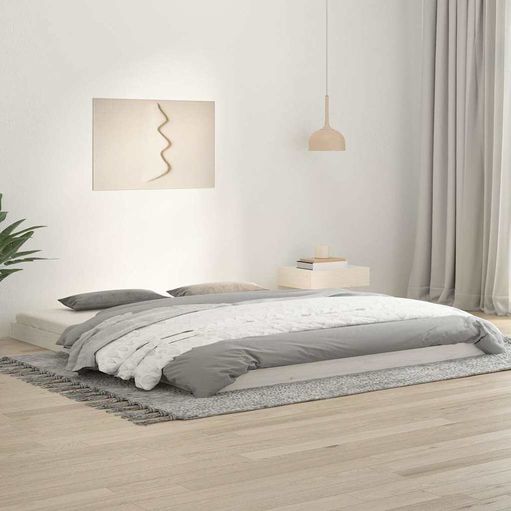 vidaXL Рамка за легло бяла бор масив 180x200 см Super King