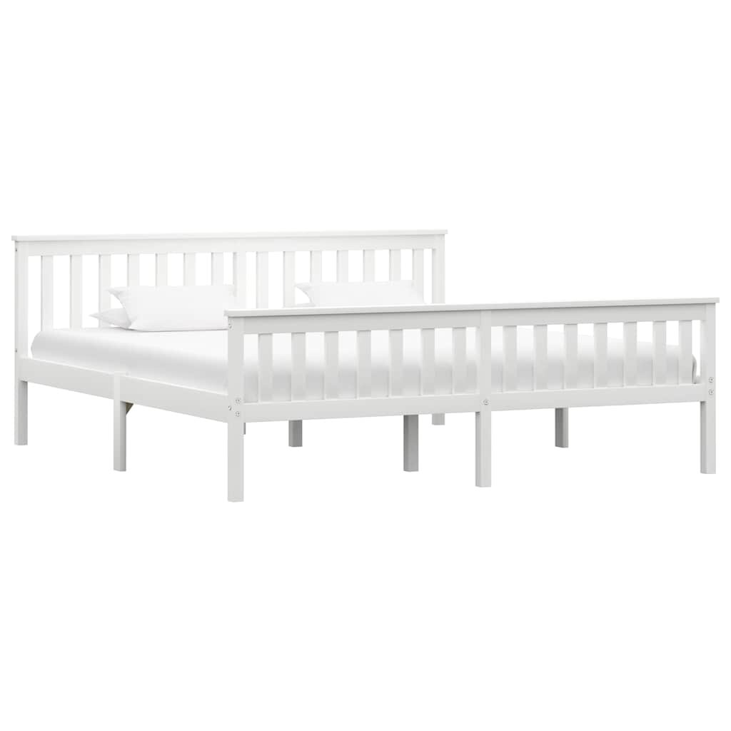 vidaXL Рамка за легло бяла борова дървесина масив 180x200 cм