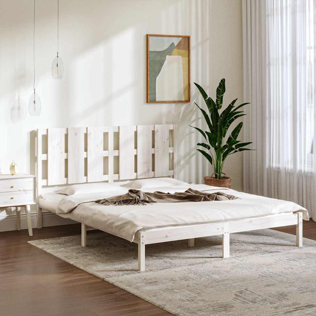 vidaXL Рамка за легло бяла дърво масив 150x200 cм King Size