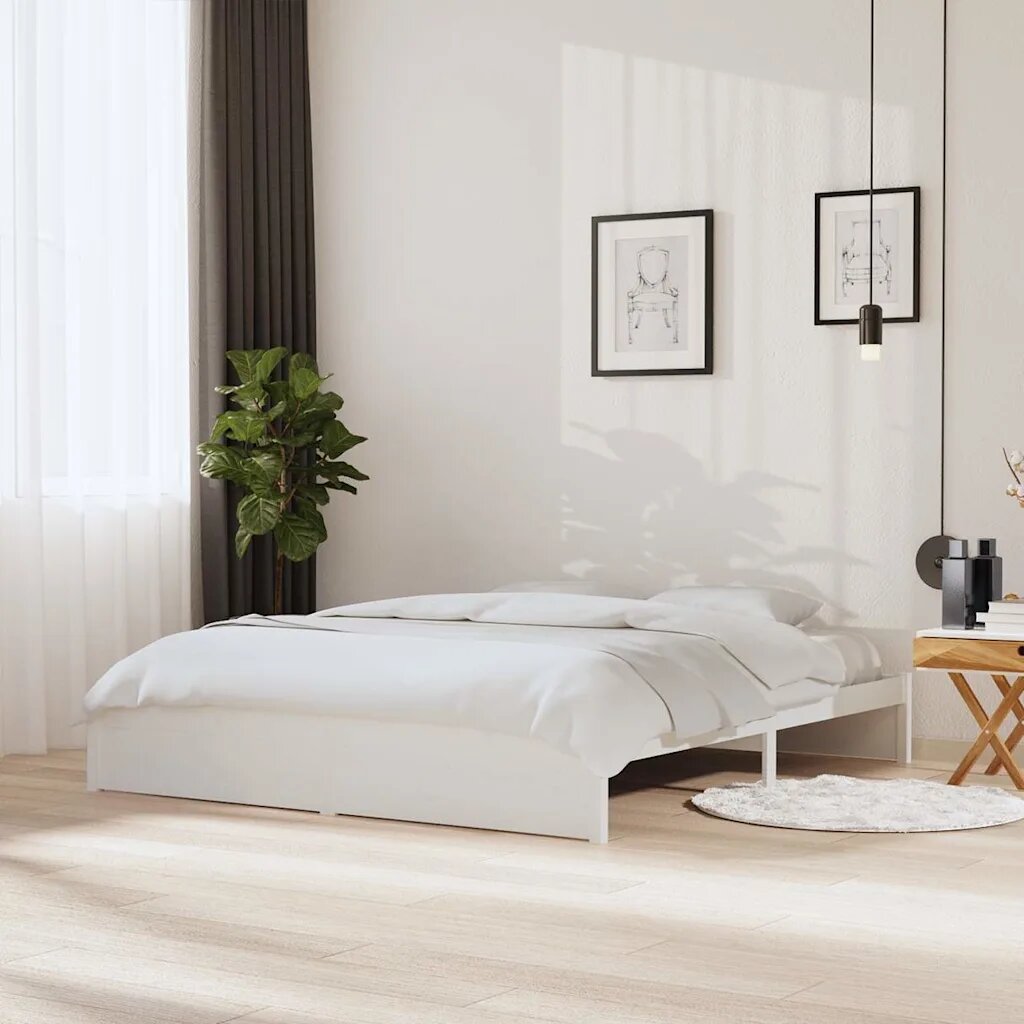 vidaXL Рамка за легло бяла дърво масив 180x200 cм Super King