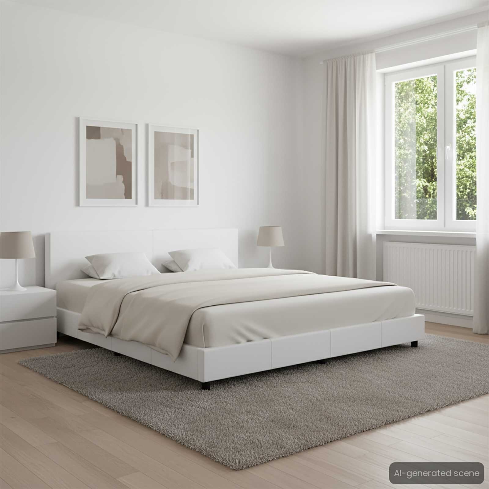 vidaXL Рамка за легло бяла изкуствена кожа 180x200 cм
