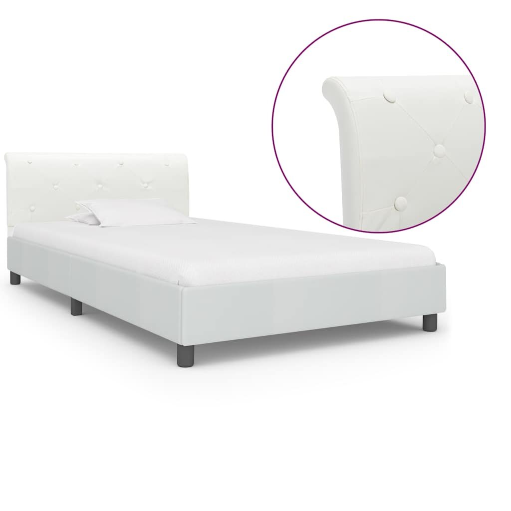 vidaXL Рамка за легло бяла изкуствена кожа 90x200 cм
