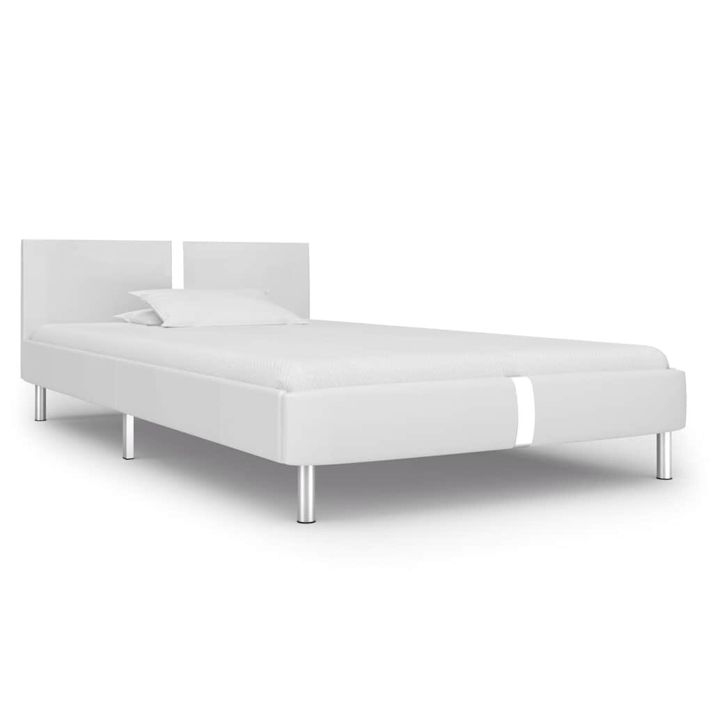 vidaXL Рамка за легло бяла изкуствена кожа 90x200 cм